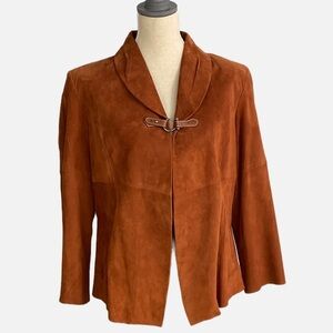 Zenobia Suede Jacket Made in Italy Size 14 Vera Pelle Rust Silk Lining Handmade